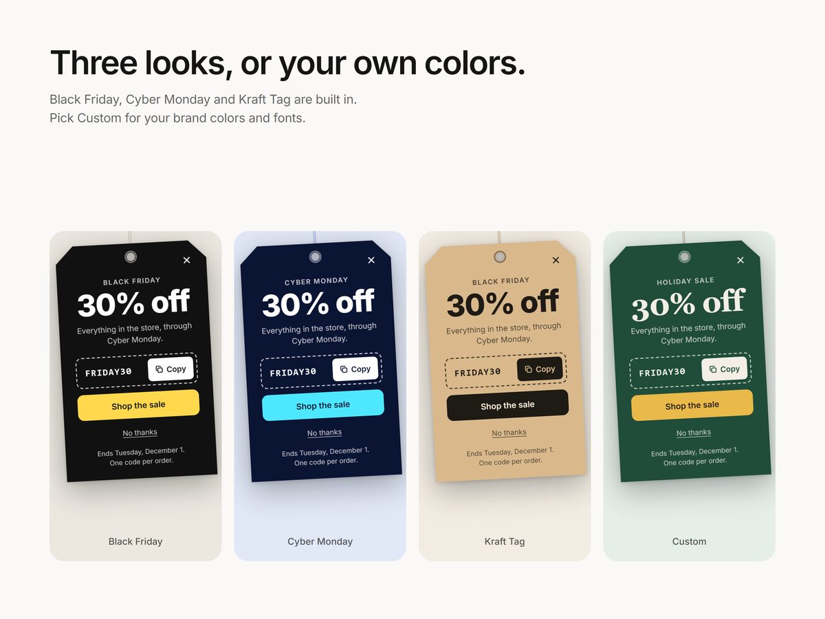Black Friday, Cyber Monday and Kraft Tag looks