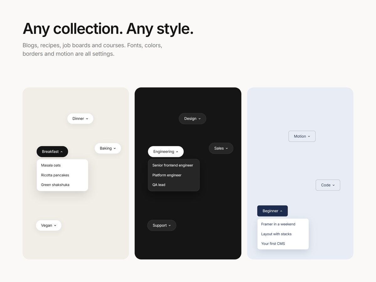 Styles made only with settings