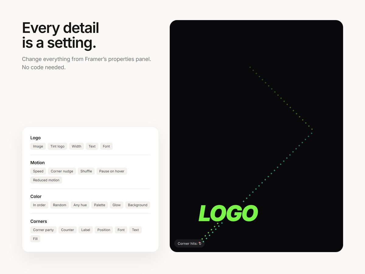 The settings in Framer's properties panel