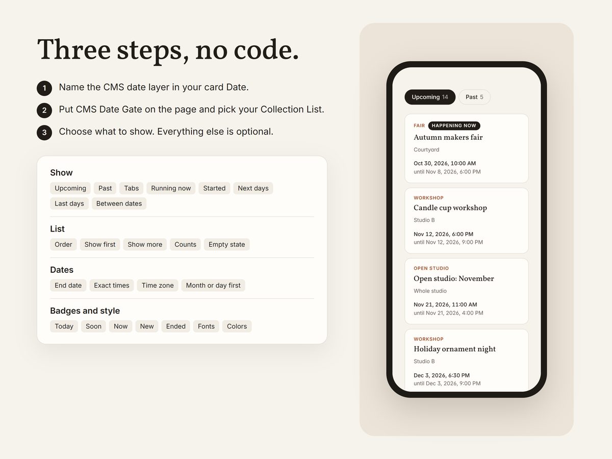 Three steps, no code