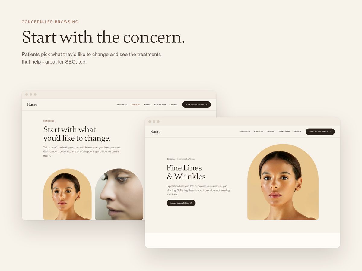 Concerns pages that link to the treatments that help