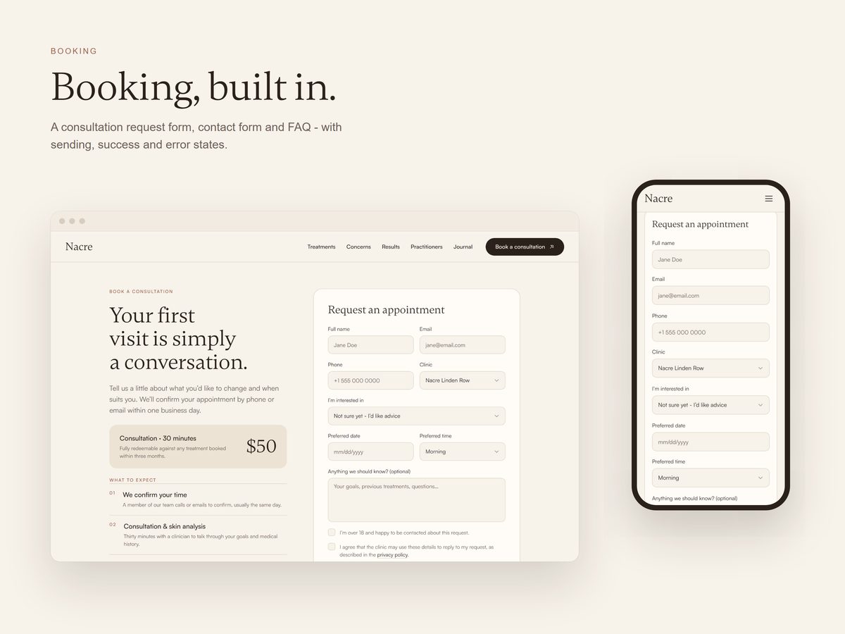 Book a Consultation form